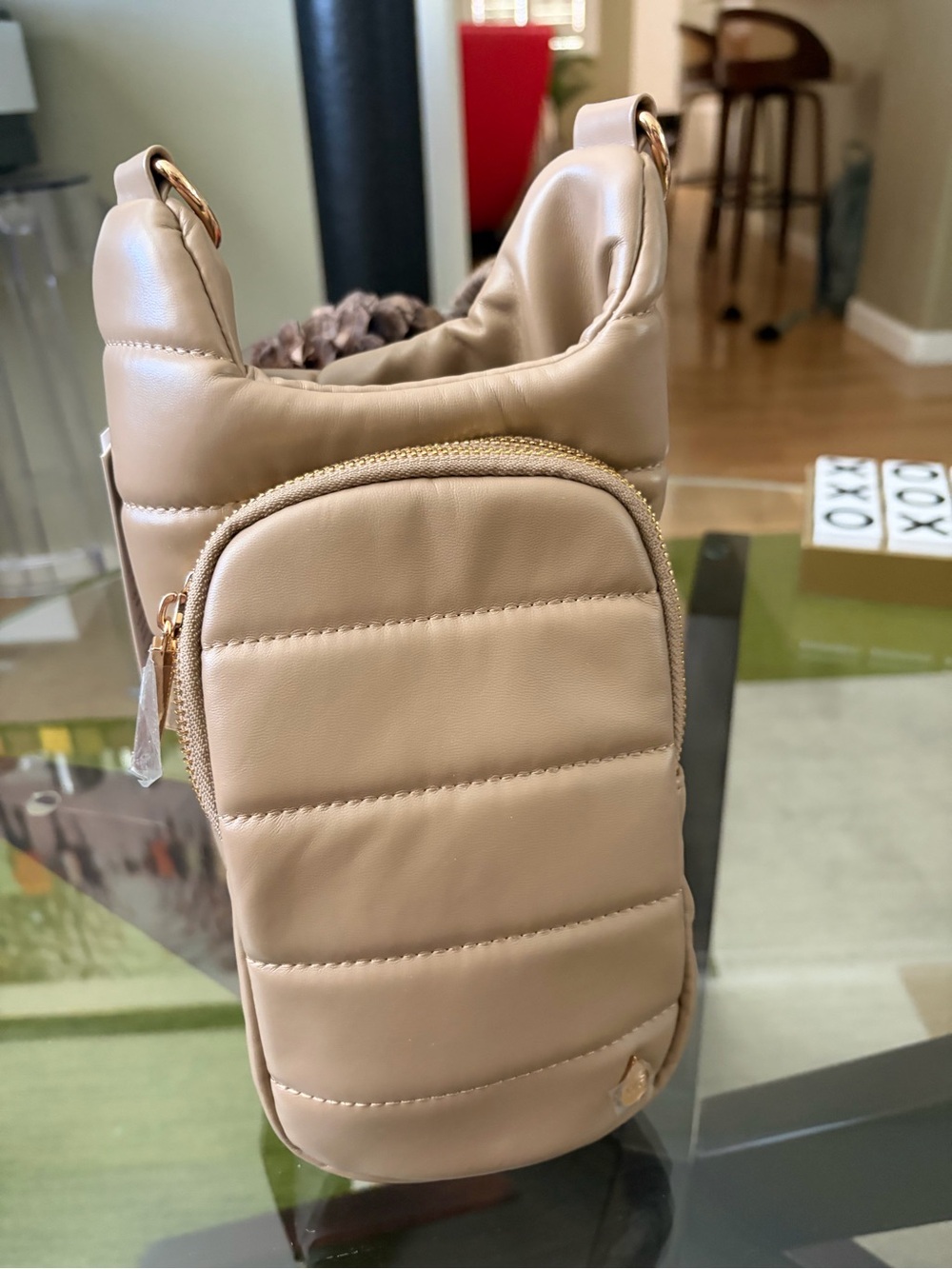 Wander Quilted Puffer Crossbody Bag - Taupe - Picture 2 of 8